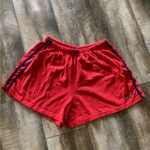 Calvin Klein Red Athletic Shorts with Navy Accents